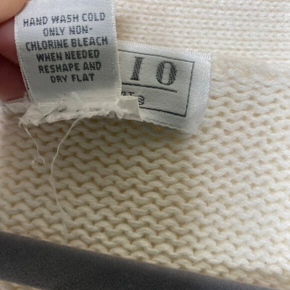 Vintage Studio Michelle Stuart Hand Knit Floral Cardigan Sweater S White Multico - Picture 3 of 13